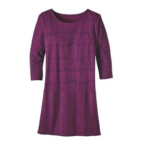 PATAGONIA Kamala 3/4-Sleeved Dress In Barky Bark Violet Red